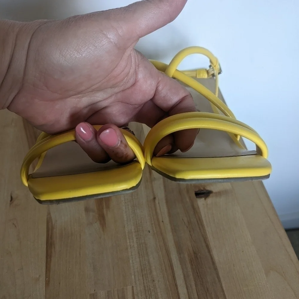 𝅺UNISA Yellow Square Toe Heeled Sandal 6.5 Summer Bright Maximalist Strappy
